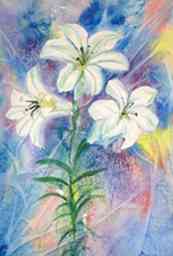 Hvordan male en lilje med en varieret baggrund i akvarel